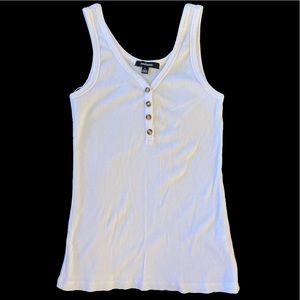 White Tank Top w/ Button Detail